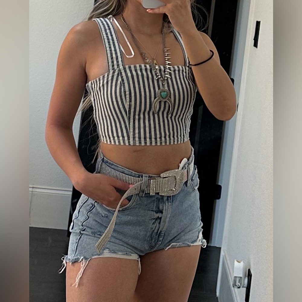 Zara denim crop top